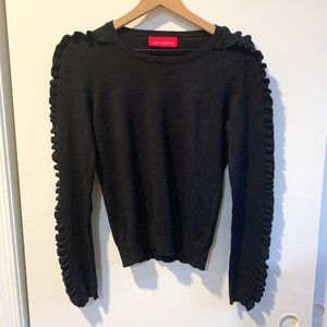 pookie & sebastian Black Ruffle Sleeve Sweater Sz M